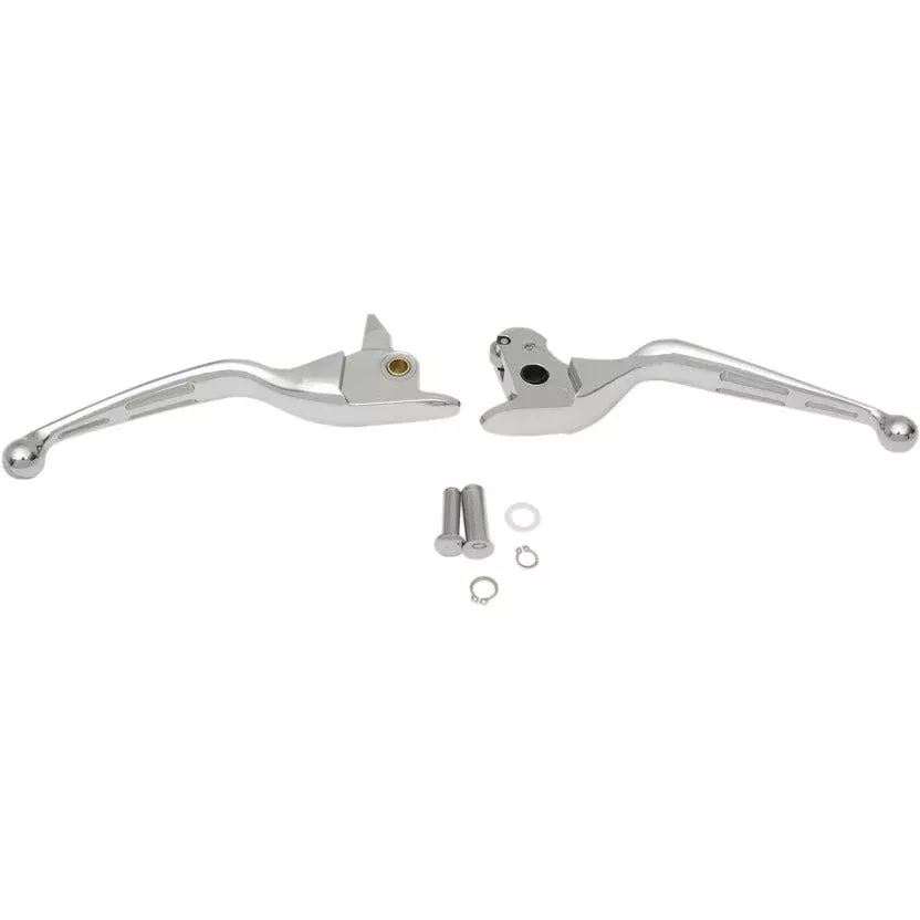 Drag Specialties Chrome Slotted Wide Blade Hand Levers for Harley Softail 15-17