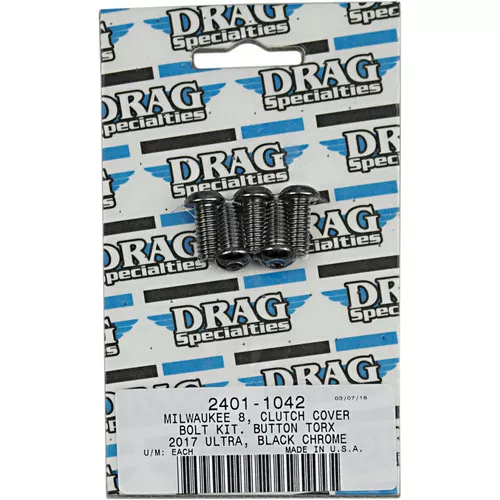 Drag Specialties Derby Cover Bolt Kit for Harley M-Eight - Black Chrome