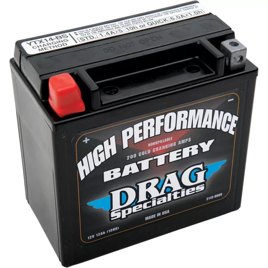 Drag Specialties High Performance 200 CCA Cold Cranking Amp Battery Harley YTX14
