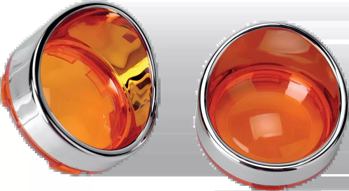 Drag Specialties Pair Bulle Chrome Visor Turn Signal Lens Kit Harley Davidson