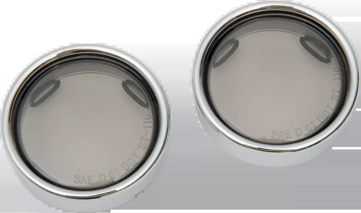 Drag Specialties Pair Chrome Bullet Smoked Trim Ring Lens Kit for Harley
