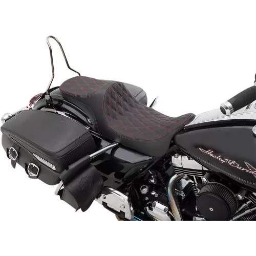 Drag Specialties Predator III 2-Up Seat for 2008-2023 Harley Touring - Red Diamond