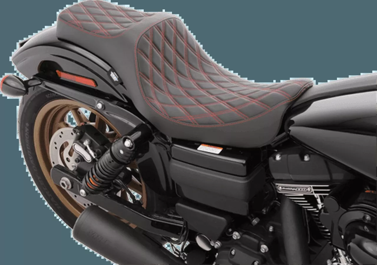 Drag Specialties Predator III Seat for '06-17 Harley-Davidson Dyna and Dyna Wide Glide - Double Diamond Black Stitching