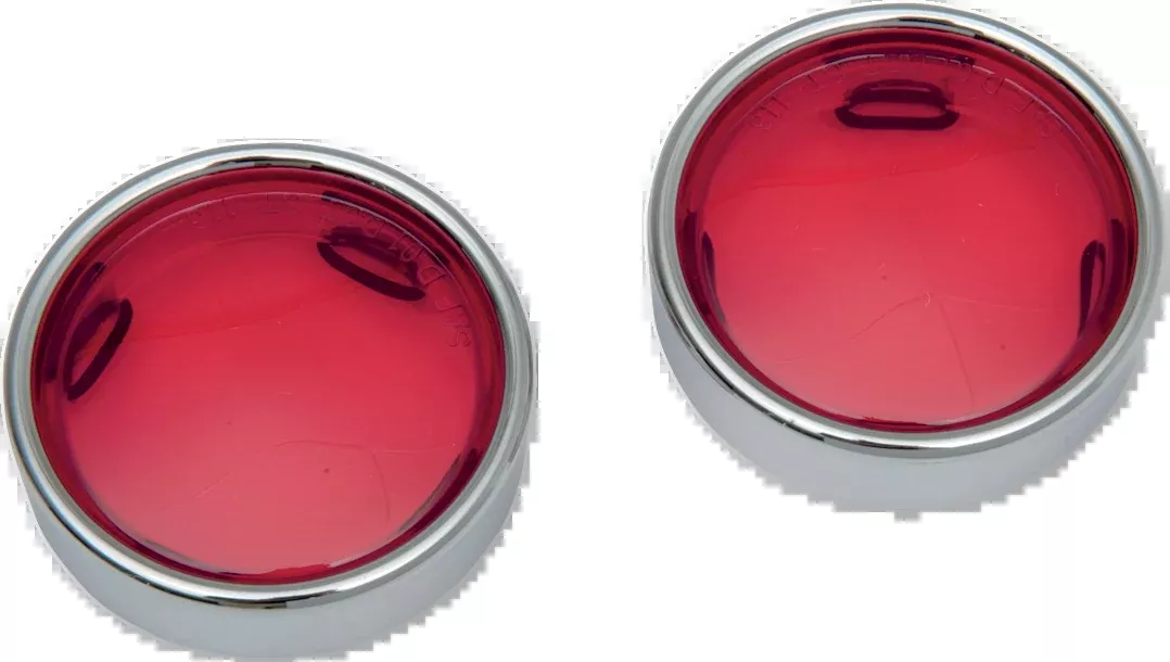 Drag Specialties Rear Bullet Turn Signal Red Lens & Bezels for Harley Davidson