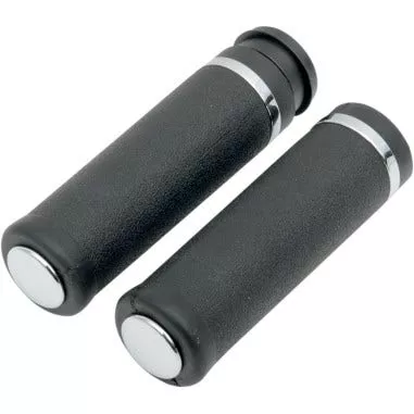 Drag Specialties Rubber Grips Chrome Rings and End Caps Harley Cable Throttle