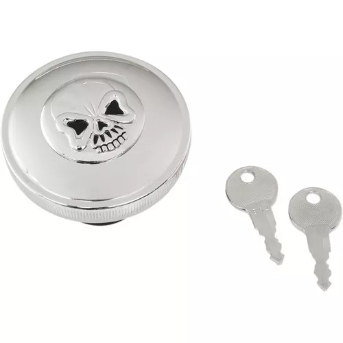 Drag Specialties Screw-In Locking Skull Gas Caps for Harley