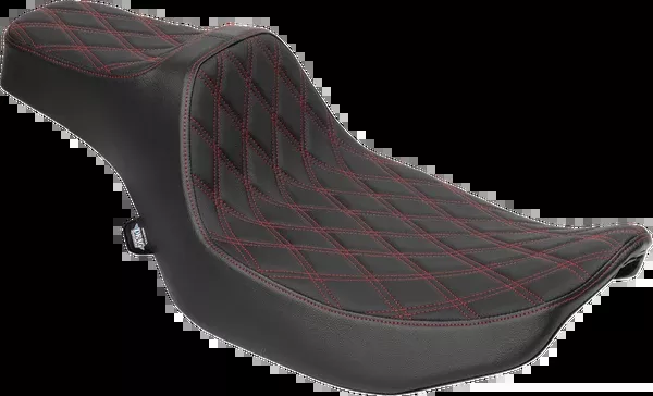 Drag Specialties Seats Extended Reach Predator III Seat – Vinyl – Red Double Diamond Stitch – FLT/FLH ’23-’25