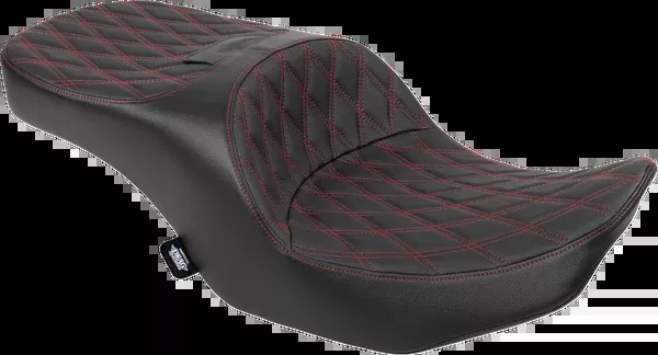 Drag Specialties Seats Forward Position Freedom Seat – Vinyl – Red Double Diamond Stitch – FLH/FLT ’23-’25