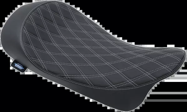 Drag Specialties Seats Low Solo Seat – Double Diamond – Silver Stitch – FL ’08-’23