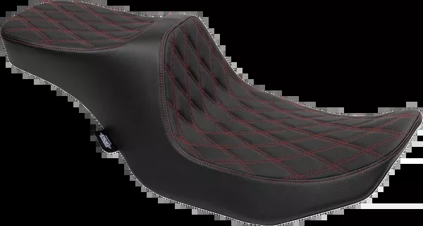 Drag Specialties Seats Predator III 2-Up Seat - Vinyl - Double Diamond - Red Stitching - FL/FX '18-'24