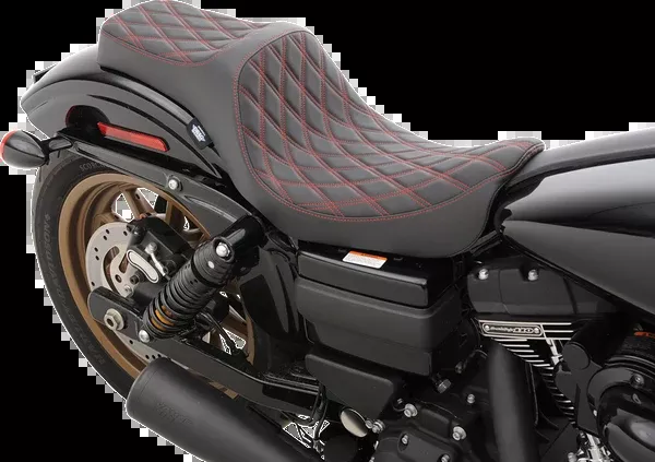 Drag Specialties Seats Predator III Seat – Double Diamond – Red Stitching – FXD/FLD ’06-’17