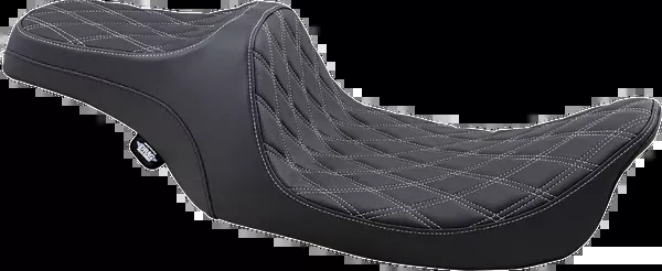 Drag Specialties Seats Predator III Seat - Double Diamond - Silver Stitched - FLHR/FLHX '99-'07