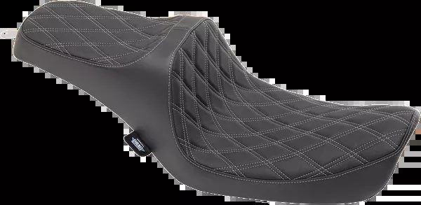 Drag Specialties Seats Predator III Seat – Double Diamond – Silver Stitching – FXD ’96-’03