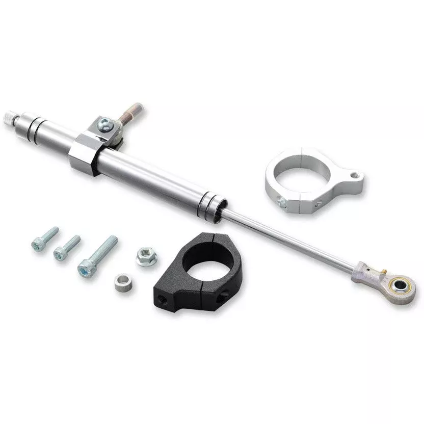 Drag Specialties Silver Front Steering Damper Kit for Harley Dyna FXD 06-17