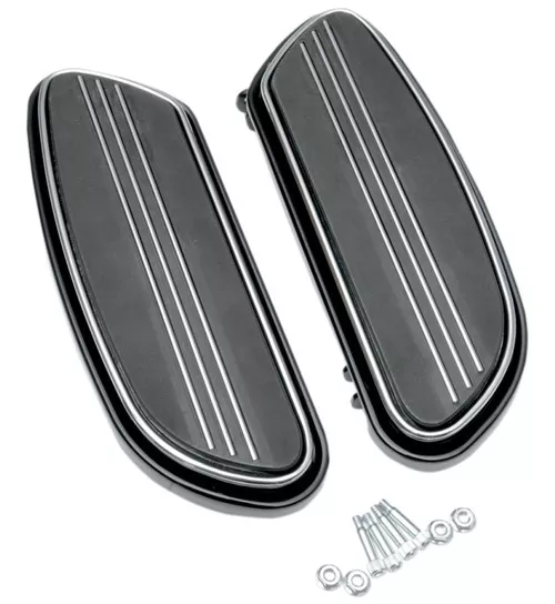 Drag Specialties Sweeper Black/Chrome Driver Floorboards (1621-0348)