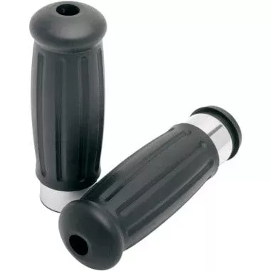 Drag Specialties Vintage Style Rubber Grips Chrome Trim Harley Throttle by Wire