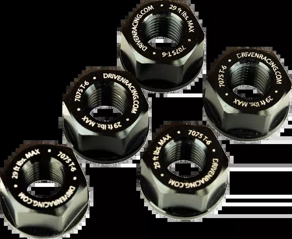 Driven Racing Sprocket Nuts - 5-Bolt Hub - Black - M10 X 1.25