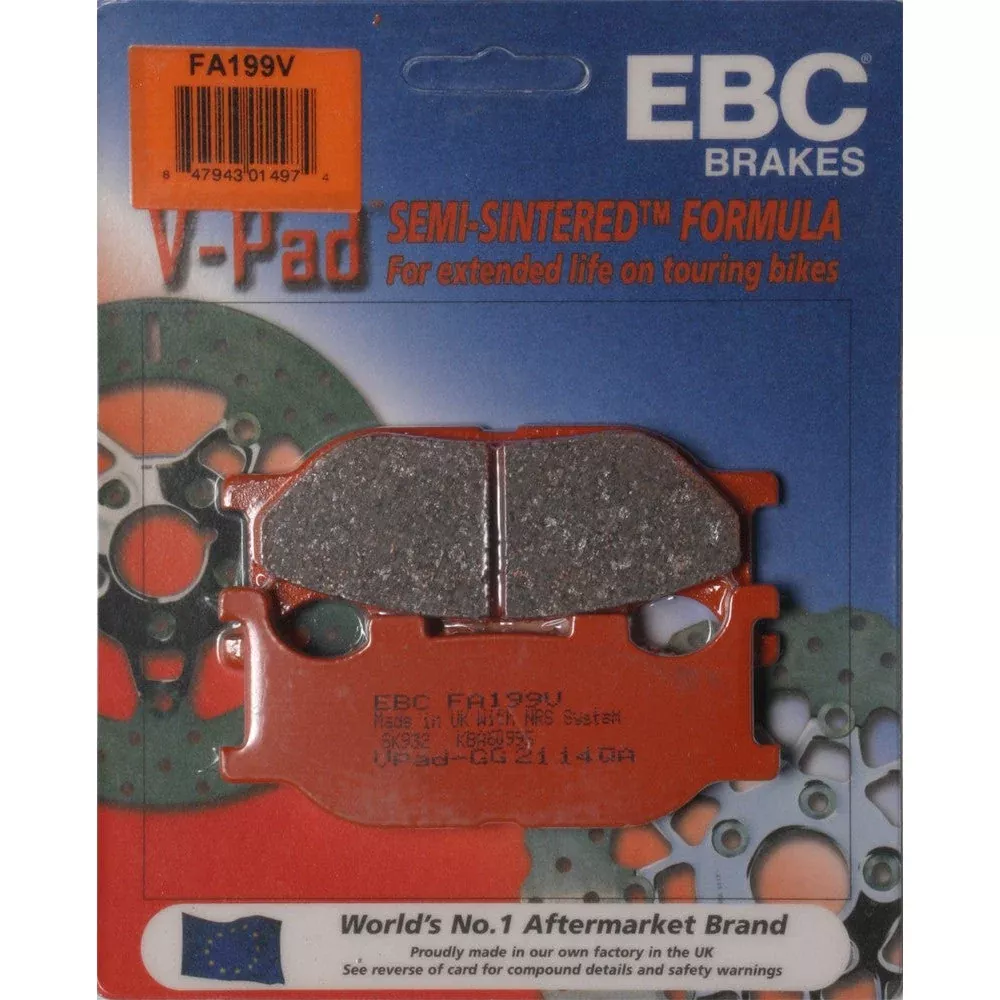 EBC 1 Pair V-Pad Semi-Sintered Touring Brake Pads MPN FA199V