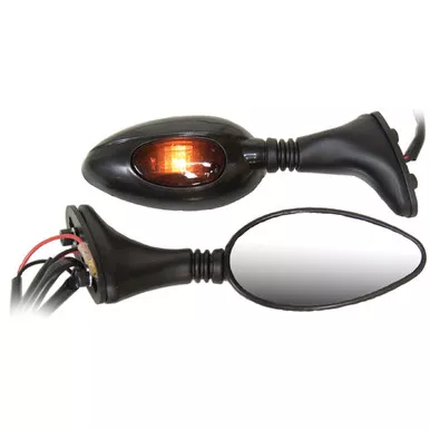 EMGO Universal Ducati Style Left Side Mirror With Turn Signal Black (20-25162)