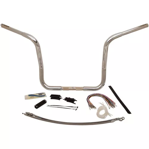 Fat Baggers 1-1/4" EZ Install Round Top 14" Handlebar Kit for 2008-2013 Harley Touring - Chrome