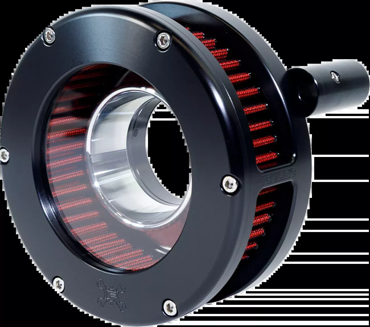 Feuling BA Slim Air Cleaner Kit - Black/Clear - Red Filter - '08-'17 Twin Cam - 5454-S