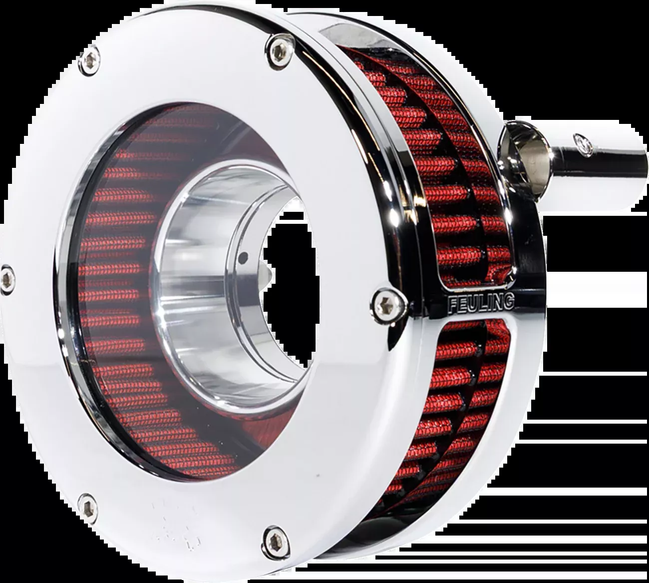 Feuling BA Slim Air Cleaner Kit - Chrome/Clear - Red Filter - '08-'17 Twin Cam - 5458-S