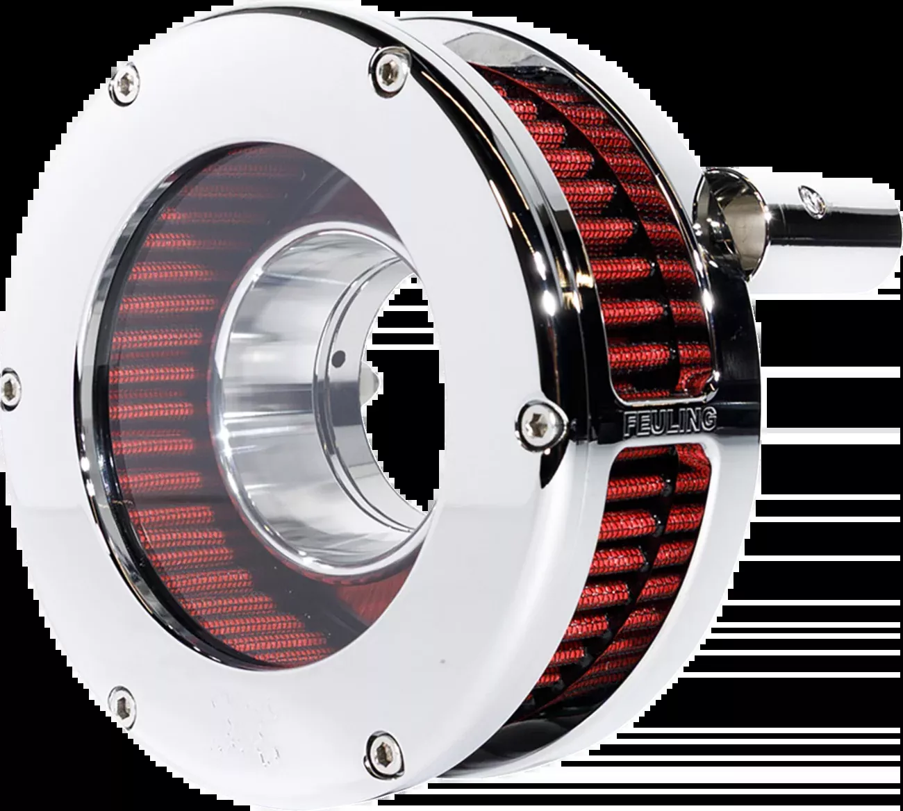 Feuling BA Slim Air Cleaner Kit - Chrome/Clear - Red Filter - Twin Cam - 5448-S