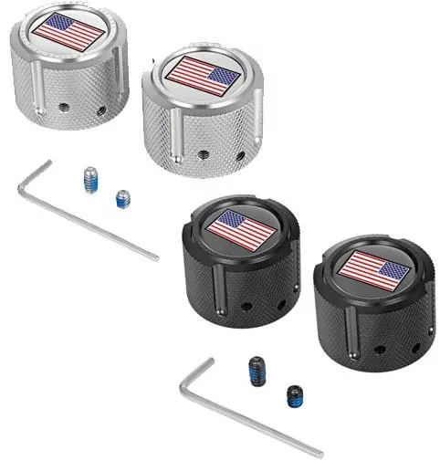 Figurati Designs Stainless Steel Front Axle Nut Cover - Red/White/Blue Flag - Reversed