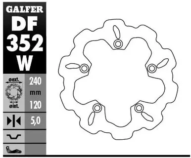Galfer DF352W Wave Brake Rotor - Rear fits Suzuki SV650 17
