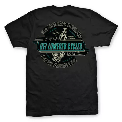 Get Lowered Cycles Sparked Plug T-Shirt