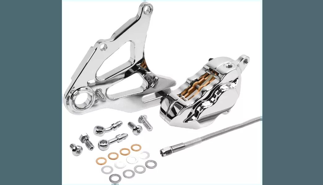 Hawg Halters Rear Piston Caliper & Mounting Bracket for '18-Up Harley Davidson Softail Models - Black