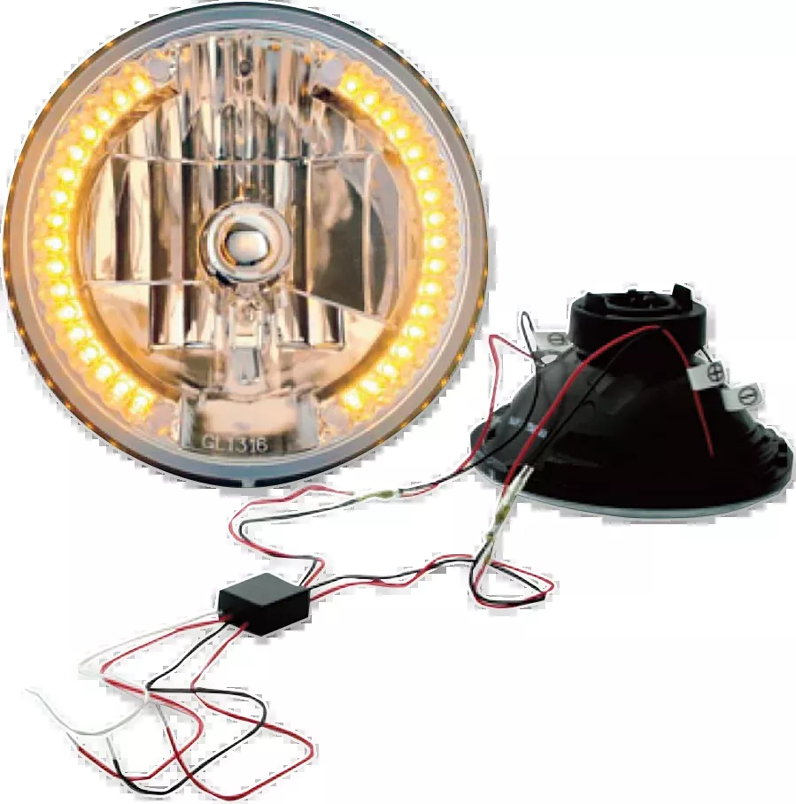 Headwinds Snake-Eye 7" Halogen/LED Motorcycle Headlight Turn Signal Headlamp