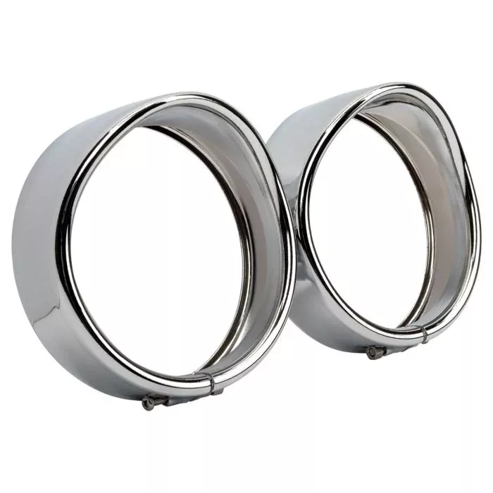 HogWorkz 4.5" Auxiliary Light / Passing Lamp Visor Trim Rings for Harley-Davidson | Chrome - HW131400