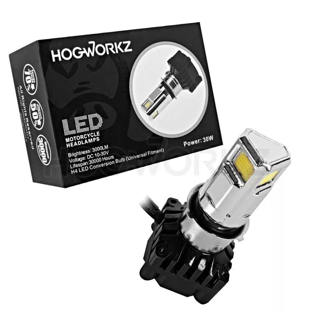 Hogworkz H4 LED Motorcycle Headlight Bulb - CREE 28W White 6000K