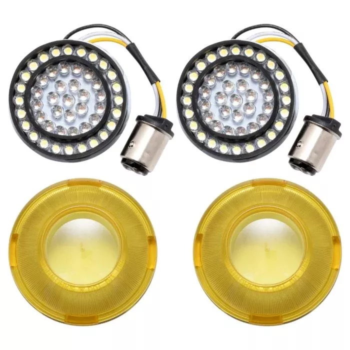 HogWorkz HALOMAKER AMBERZ™ LED Front Turn Signals for Harley-Davidson | 1157 Base, Bullet Lens – HW307044