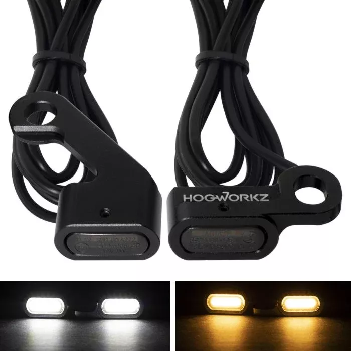 HogWorkz LED Handlebar DRL / Turn Signals for Harley Dyna/Softail/Sportster | Black – HW307028