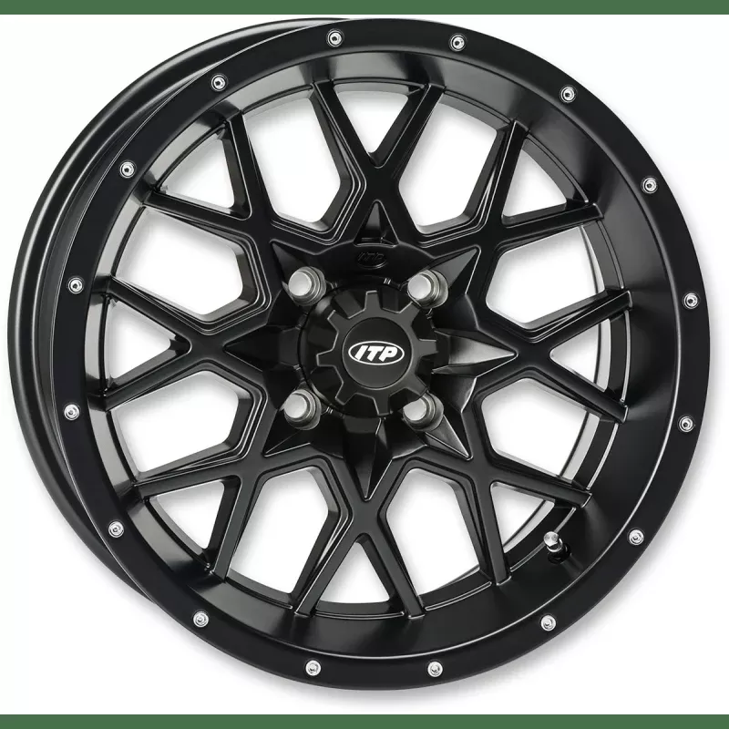 ITP 14X7 4/156 4+3 Hurricane Matte BK Wheel
