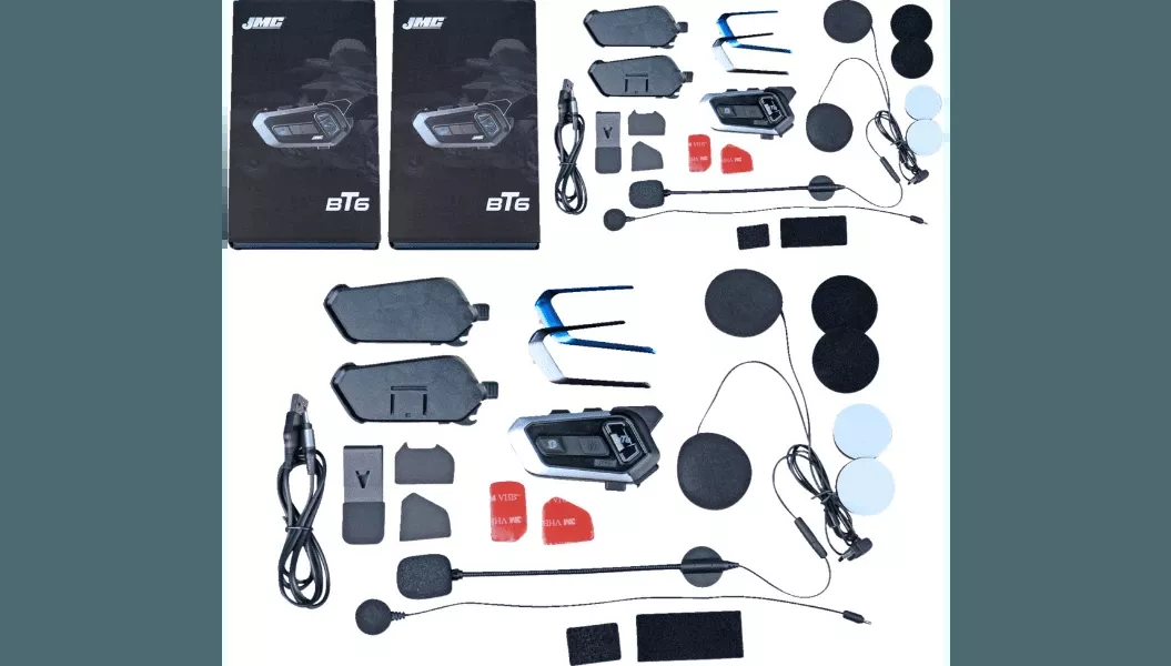J&M BT6 Bluetooth Helmet Headset - Universal - Dual Pack