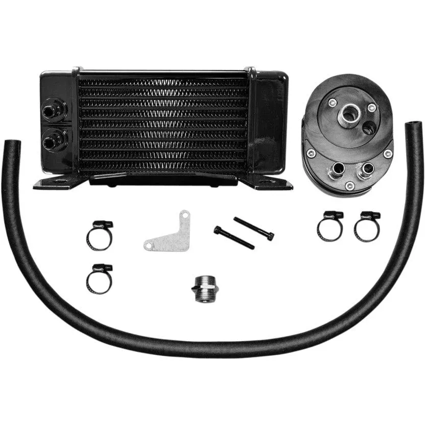 Jagg Black Horizonal Low Mount 10 Row Oil Cooler Kit Harley Touring 84-08