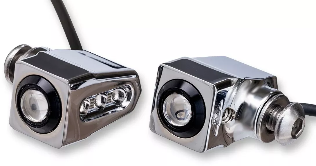 Joker Machine Rat Eye Chrome Single Amber LED Pair Universal Turn Signals Harley