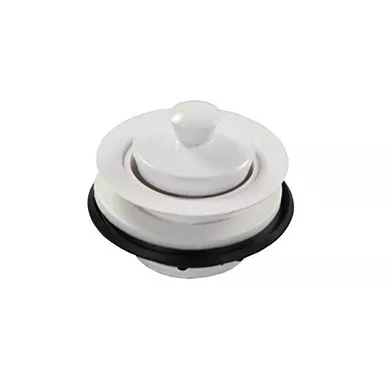 JR Products 95095 Plastic White Bath/Shower Strainer with Pop-Stop Stopper