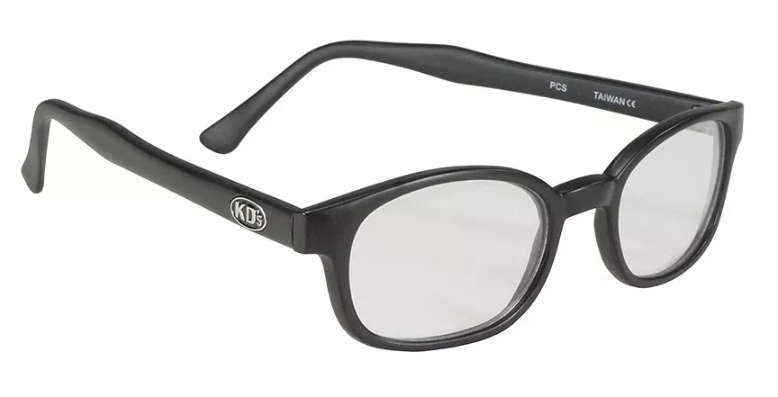 KD's Original Matte 12 Pair Black Frame Clear Lens Old School Biker Sunglasses