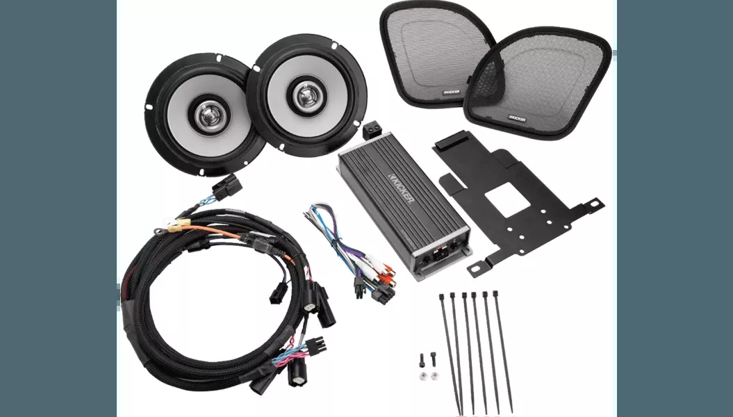 Kicker Plug and Play 6-1/2" Speaker/300 W Amplifier Audio Kit for '15-23 Harley Davidson FLTR Road Glide Models (except '23 FLTRXSE)