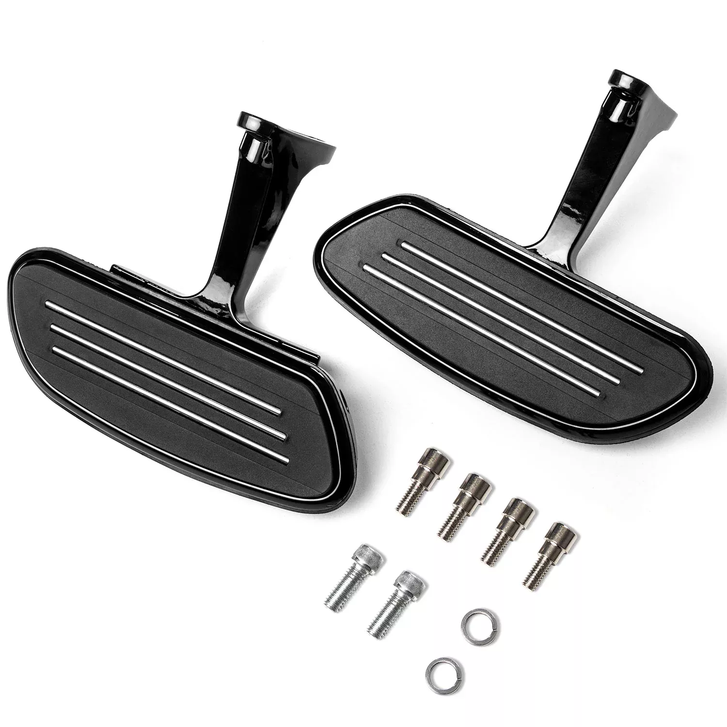 Krator Black Rear Passenger Floorboards Streamliner-Style Flip-Up Footboard