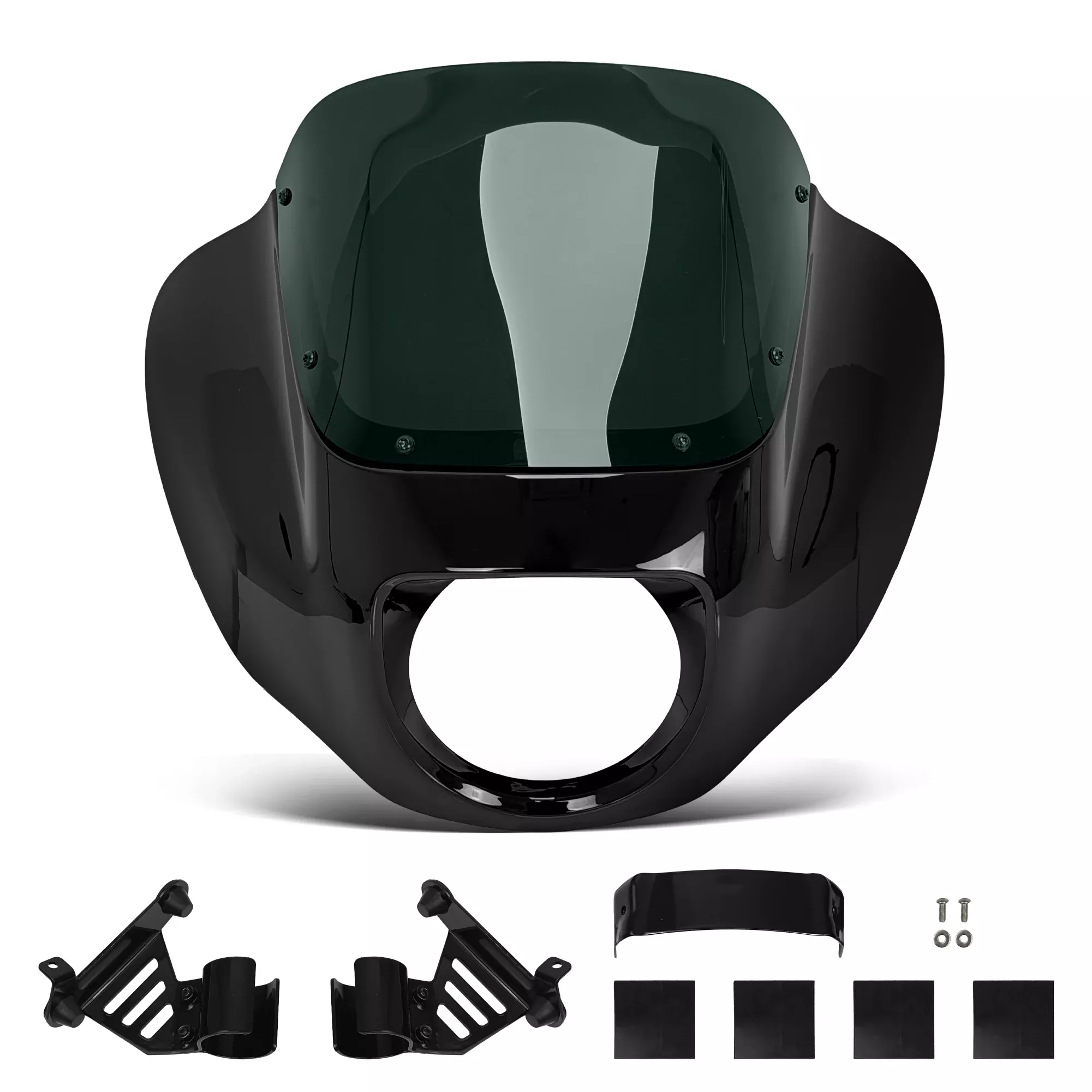 Krator Gloss Black ABS Quarter Motorcycle Fairing with 9" Windshield, Smoke