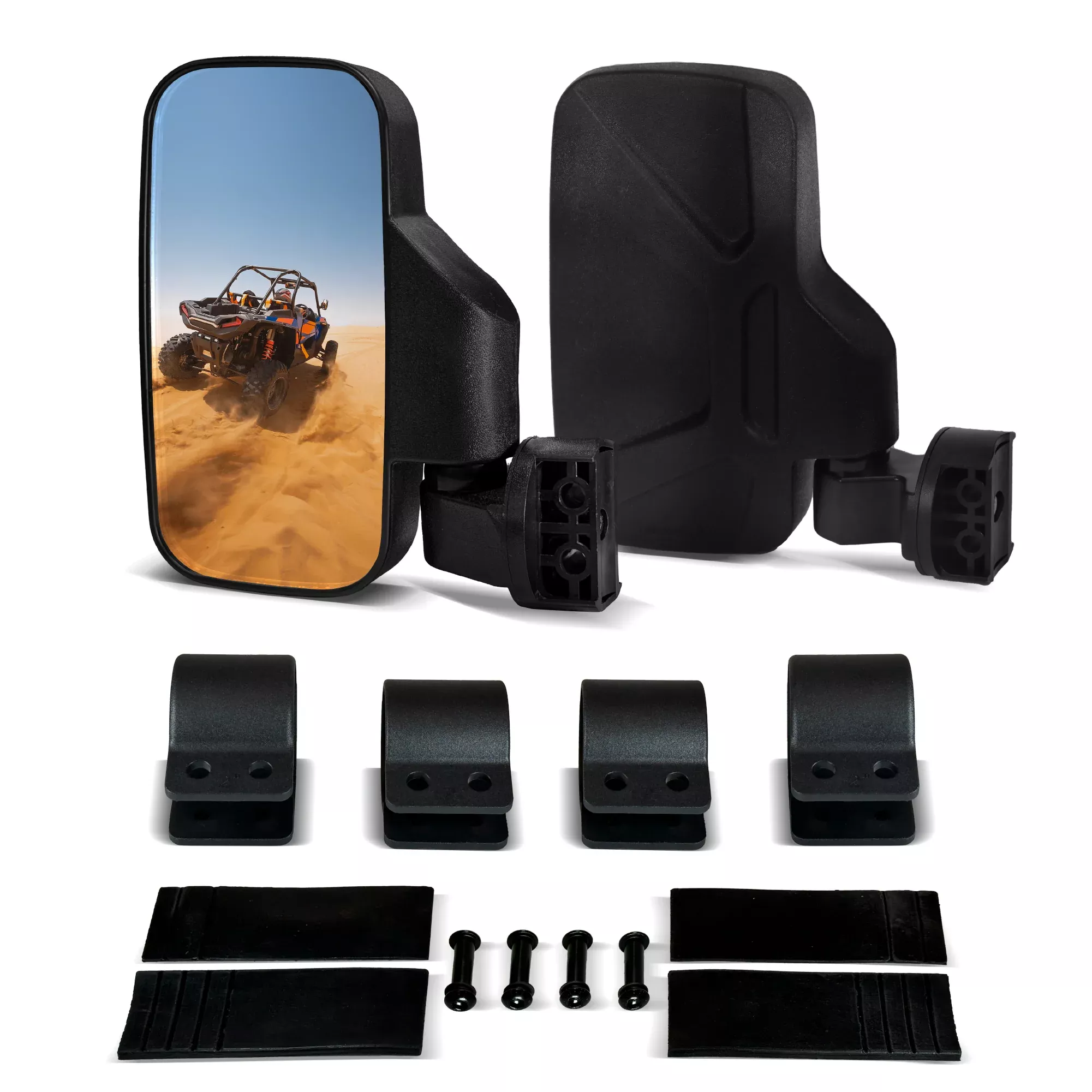 Krator UTV Side Mirrors for 1.6"- 2" Roll Bar Cage, Adjustable UTV Mirrors