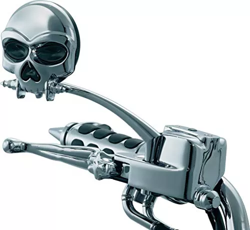 Kuryakyn 1450 Motorcycle Handlebar Accessory: Zombie Skull Rear View Side Mirrors for Harley-Davidson Motorcycles, Chrome, 1 Pair