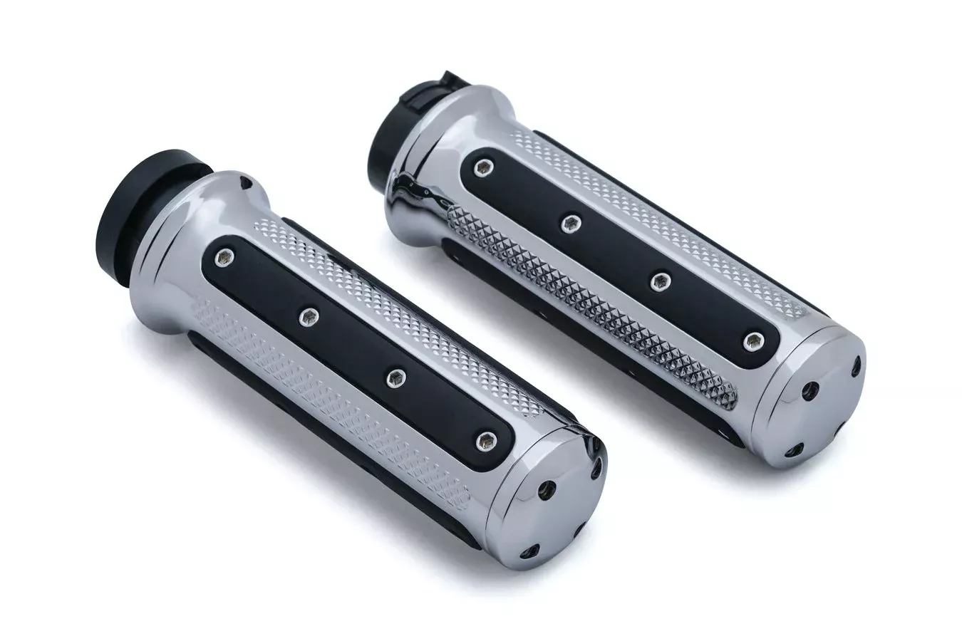Kuryakyn Chrome Heavy Industries Hand Grips for Harley w/ Cable Throttle