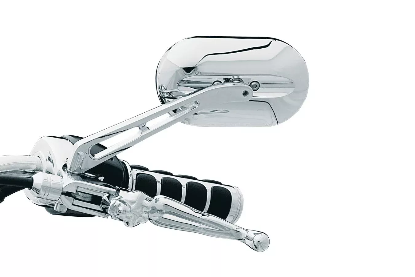 Kuryakyn Chrome Long Stem Magnum Plus with Large Head Mirrors Flat Glass Pair