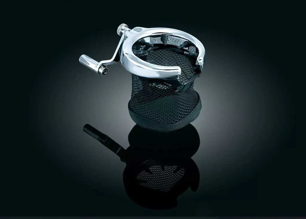 Kuryakyn Passenger Drink Holder with Mesh Basket for Honda 01-17 GL1800 & 13-16 F6B Models – Chrome – 1481